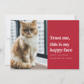 Happy Face Funny Pet Foto Kerstvakantie Kaart (Voorkant)
