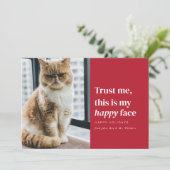 Happy Face Funny Pet Foto Kerstvakantie Kaart (Staand voorkant)