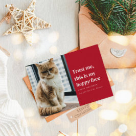 Happy Face Funny Pet Foto Kerstvakantie Kaart