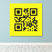 ☺ Happy Face glimlachend Emoji — QR-code Canvas Afdruk (Insitu (Houten vloer))