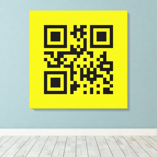 ☺ Happy Face glimlachend Emoji — QR-code Canvas Afdruk (Insitu (Houten vloer))