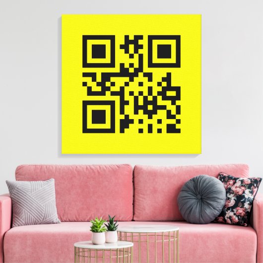 ☺ Happy Face glimlachend Emoji — QR-code Canvas Afdruk (Insitu (Woonkamer))