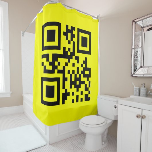☺ Happy Face glimlachend Emoji — QR-code Douchegordijn (In situ)