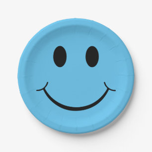 Happy Face Graphic Blauw Papieren Bordje