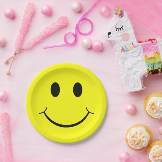 Happy Face Graphic | Geel Papieren Bordje (Feest)