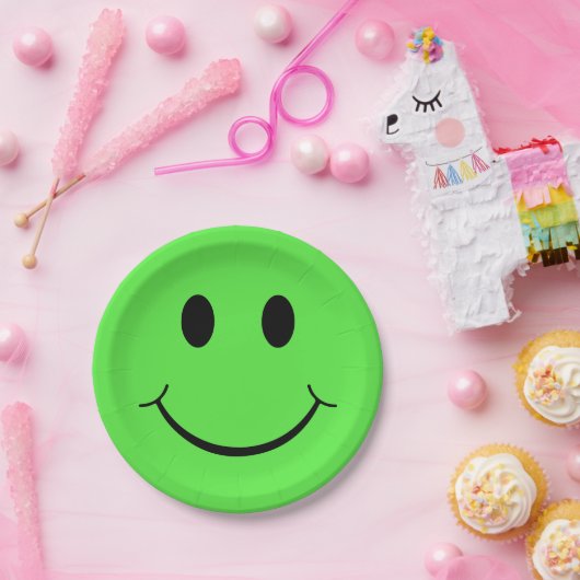 Happy Face Graphic | Groen Papieren Bordje (Feest)