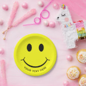Happy Face Graphic personaliseren | Geel Papieren Bordje (Feest)