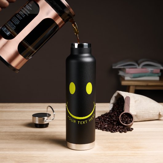 Happy Face Graphic Personalize Black Waterfles (Koffie)