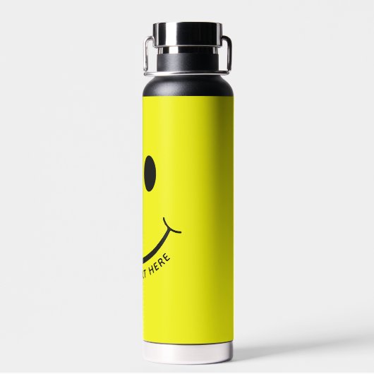 Happy Face Graphic Personalize Yellow Waterfles (Achterkant)