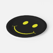 Happy Face Graphic | Zwart geel Papieren Bordje (Gekanteld)