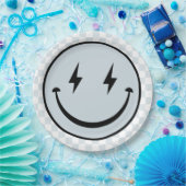 Happy Face Groovy Blue Boy Verjaardag Papieren Bordje (Feest)