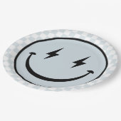 Happy Face Groovy Blue Boy Verjaardag Papieren Bordje (Gekanteld)