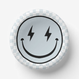 Happy Face Groovy Blue Boy Verjaardag Papieren Kommen