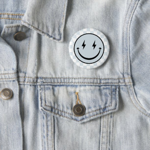 Happy Face Groovy Blue Boy Verjaardag Ronde Button 5,7 Cm