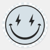 Happy Face Groovy Blue Boy Verjaardag Ronde Sticker (Voorkant)