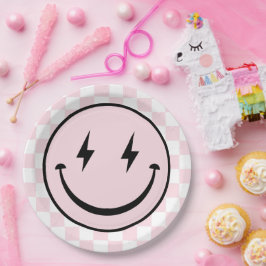 Happy Face Groovy roze meisje verjaardag Papieren Bordje