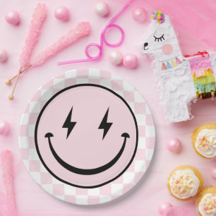 Happy Face Groovy roze meisje verjaardag Papieren Bordje