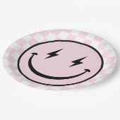 Happy Face Groovy roze meisje verjaardag Papieren Bordje (Gekanteld)