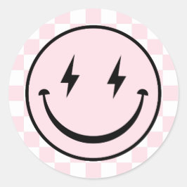 Happy Face Groovy roze meisje verjaardag Ronde Sticker