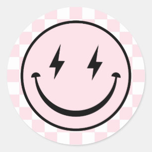 Happy Face Groovy roze meisje verjaardag Ronde Sticker