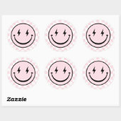 Happy Face Groovy roze meisje verjaardag Ronde Sticker (Vel)