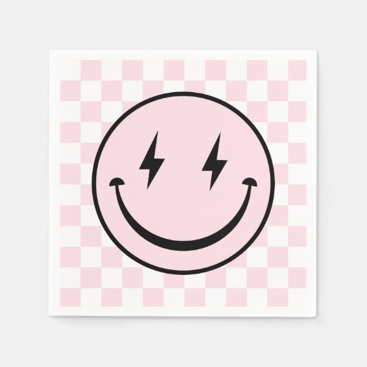 Happy Face Groovy Roze Meisje Verjaardag Servetten (Voorkant)