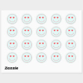 Happy Face Heart Eyes | Blauw Ronde Sticker (Vel)
