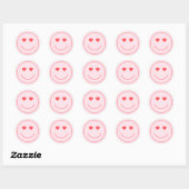 Happy Face Heart Eyes | Roze Ronde Sticker (Vel)