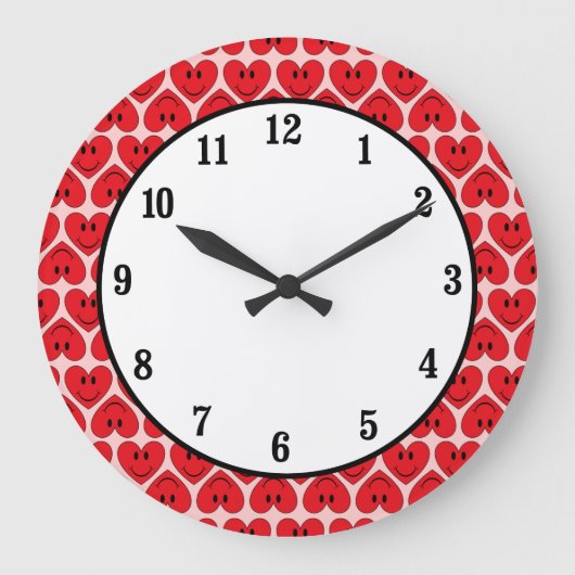 Happy Face Heart Grote Klok (Voorkant)