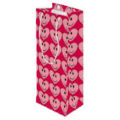Happy Face Heart Wijn Cadeautas (Achterkant Gekanteld)
