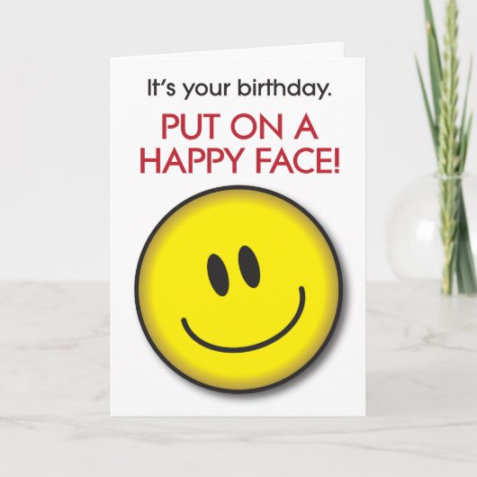 Happy Face Humorous Birthday Kaart (Voorkant)