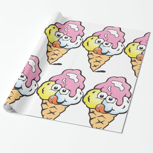 Happy Face Ice Cream Cadeaupapier (Uitgerold)