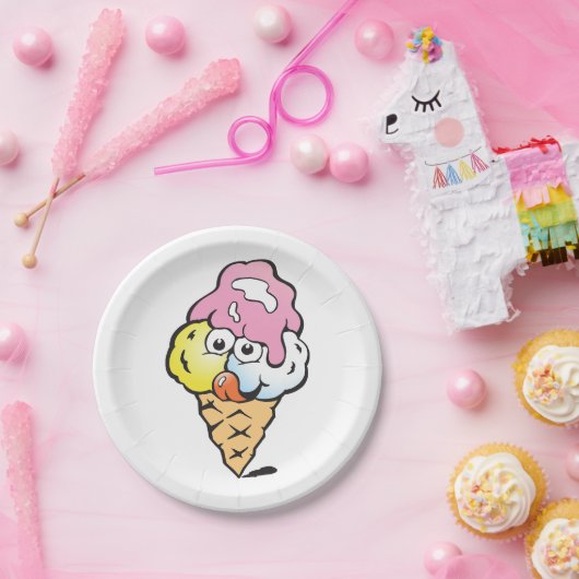 Happy Face Ice Cream Papieren Bordje (Feest)