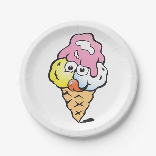 Happy Face Ice Cream Papieren Bordje (Voorkant)