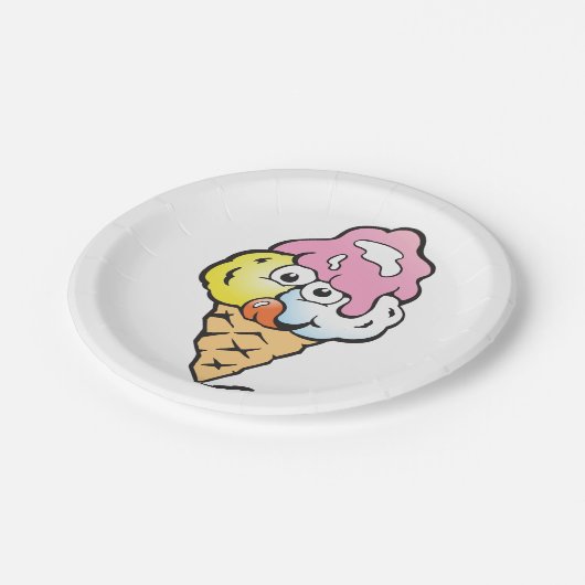 Happy Face Ice Cream Papieren Bordje (Gekanteld)