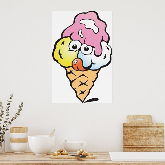 Happy Face Ice Cream Poster (Keuken)