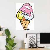 Happy Face Ice Cream Poster (Thuiskantoor)