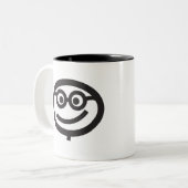 Happy Face met bril Tweekleurige Koffiemok (Voorkant links)