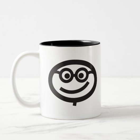 Happy Face met bril Tweekleurige Koffiemok (Links)