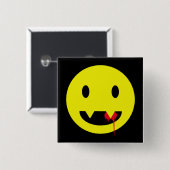 Happy Face met Fangs en bloedoverhemden Vierkante Button 5,1 Cm (Voorkant /achterkant)