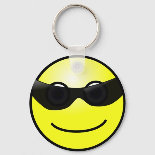 Happy Face met zonnebril-Sleutelhanger Sleutelhanger (Voorkant)