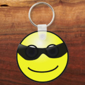 Happy Face met zonnebril-Sleutelhanger Sleutelhanger (Voorkant)