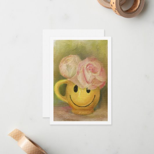 Happy Face Mok Notitiekaartje (Voorkant / Achterkant in situ)