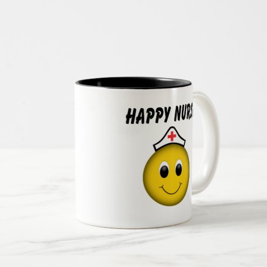 Happy Face Nurse Tweekleurige Koffiemok (Voorkant rechts)