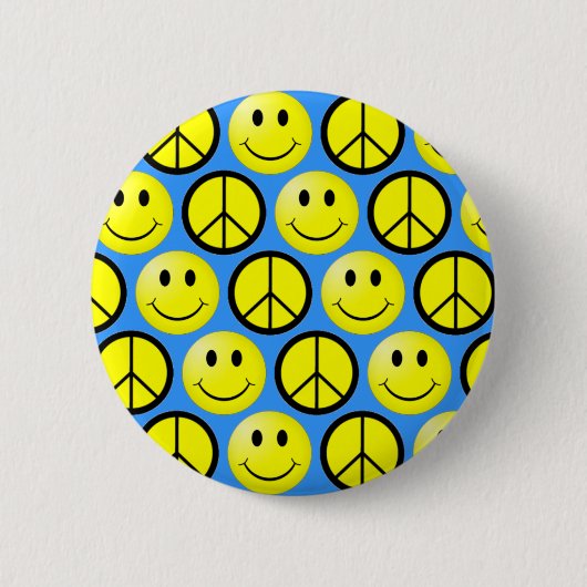 Happy Face Peace Ronde Button 5,7 Cm (Voorkant)