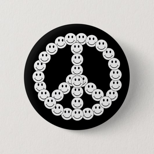 Happy Face Peace Ronde Button 5,7 Cm (Voorkant)
