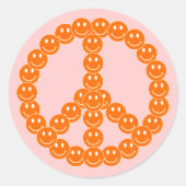 Happy Face Peace Ronde Sticker (Voorkant)