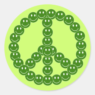 Happy Face Peace Ronde Sticker