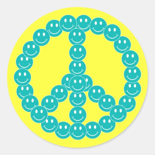 Happy Face Peace Ronde Sticker (Voorkant)