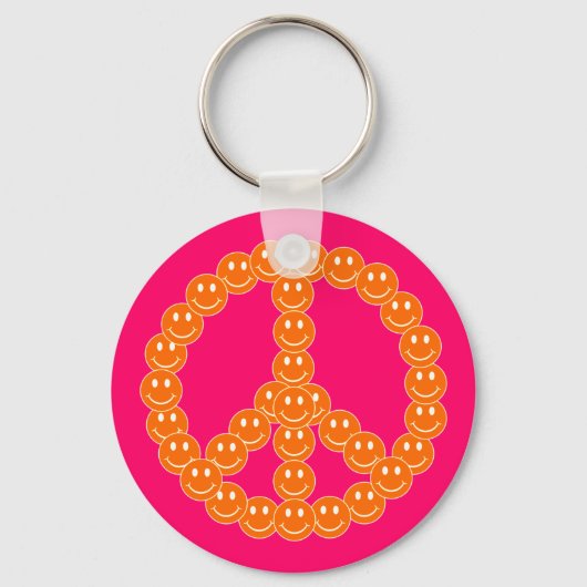 Happy Face Peace Sleutelhanger (Voorkant)